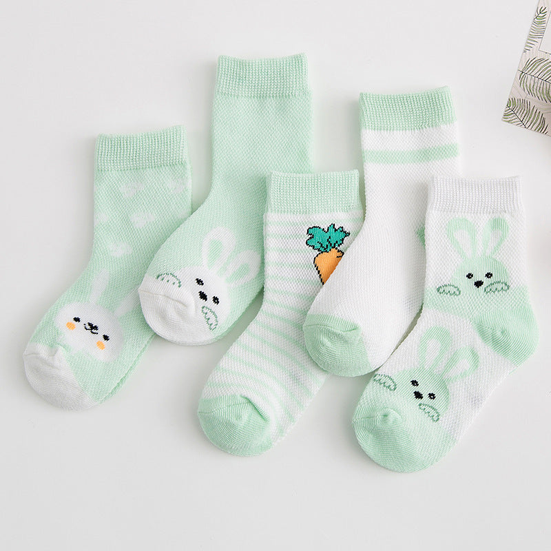 Breathable Cotton Baby/Toddler Socks (5 Pairs)