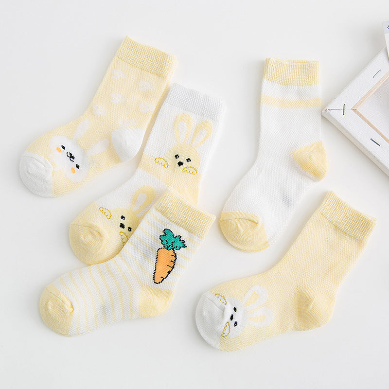Breathable Cotton Baby/Toddler Socks (5 Pairs)