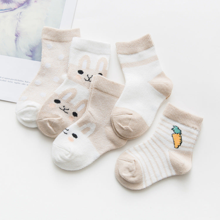 Breathable Cotton Baby/Toddler Socks (5 Pairs)