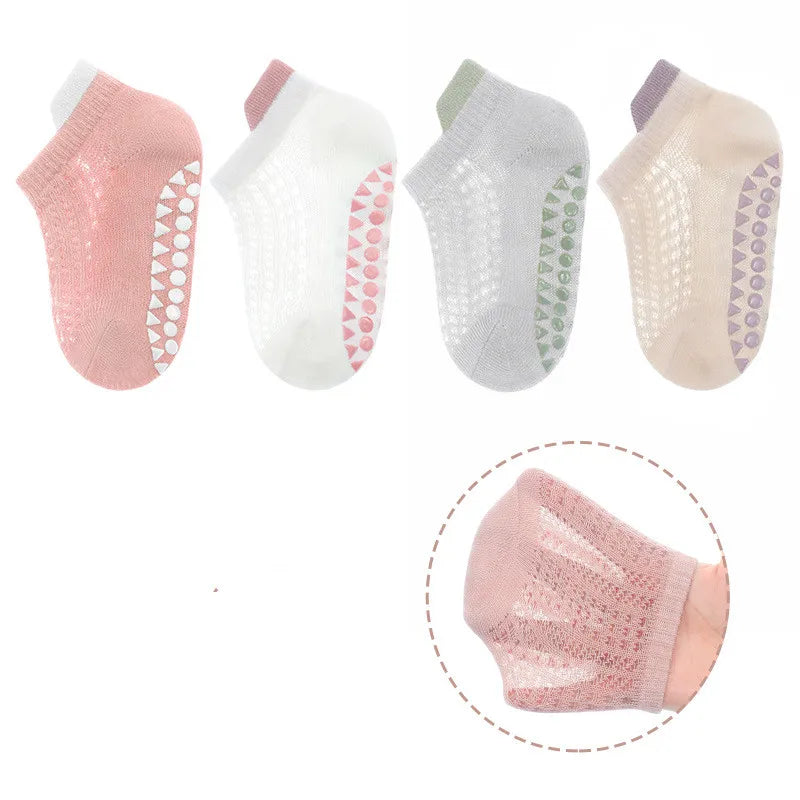 Baby Summer Mesh Cotton Grip Socks (4 Pairs)
