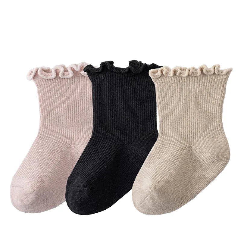 Baby's Muted Color Cotton Socks (3 Pairs)