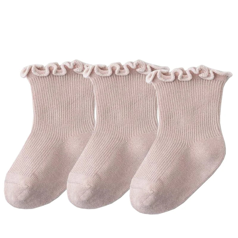 Baby's Muted Color Cotton Socks (3 Pairs)
