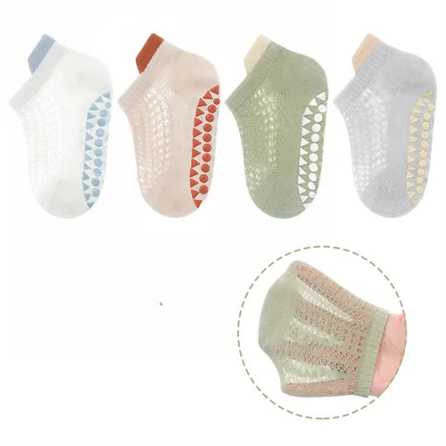 Baby Summer Mesh Cotton Grip Socks (4 Pairs)