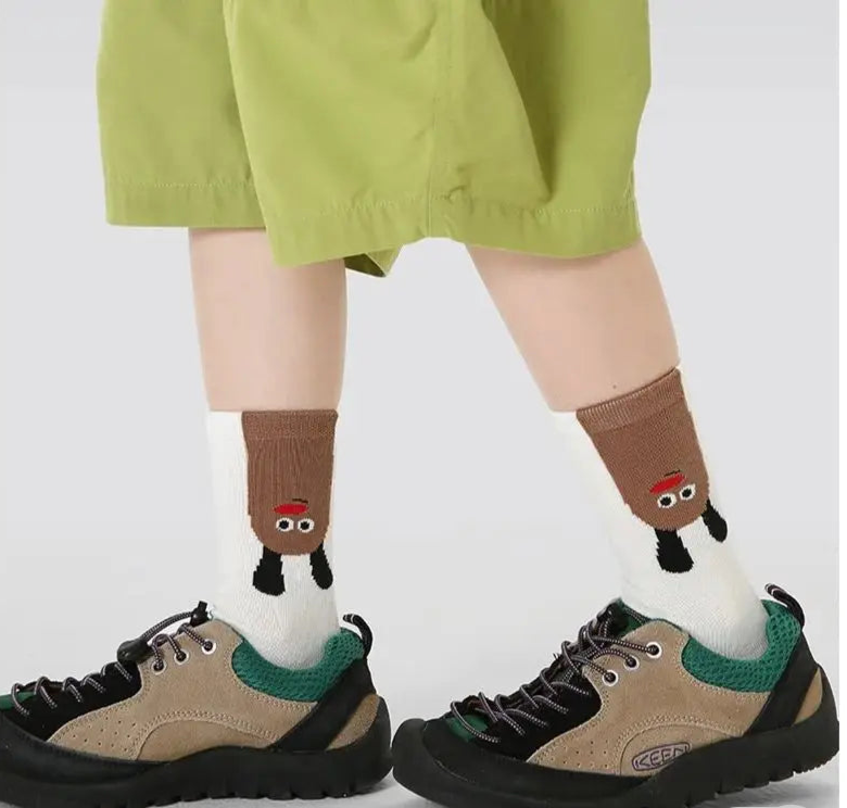 Kids Bold Cartoon Cotton Crew Socks (4 Pairs)