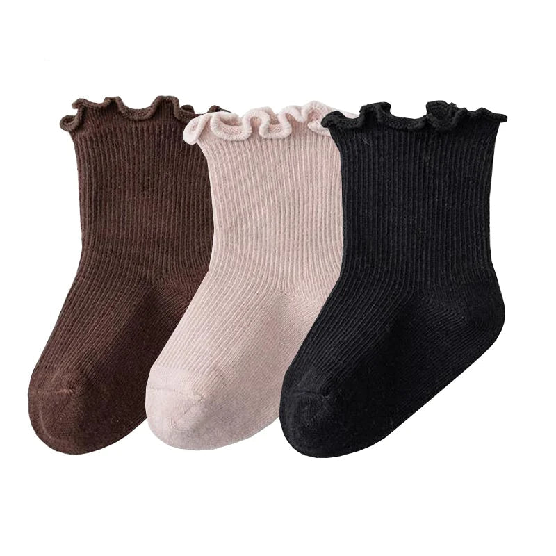 Baby's Muted Color Cotton Socks (3 Pairs)