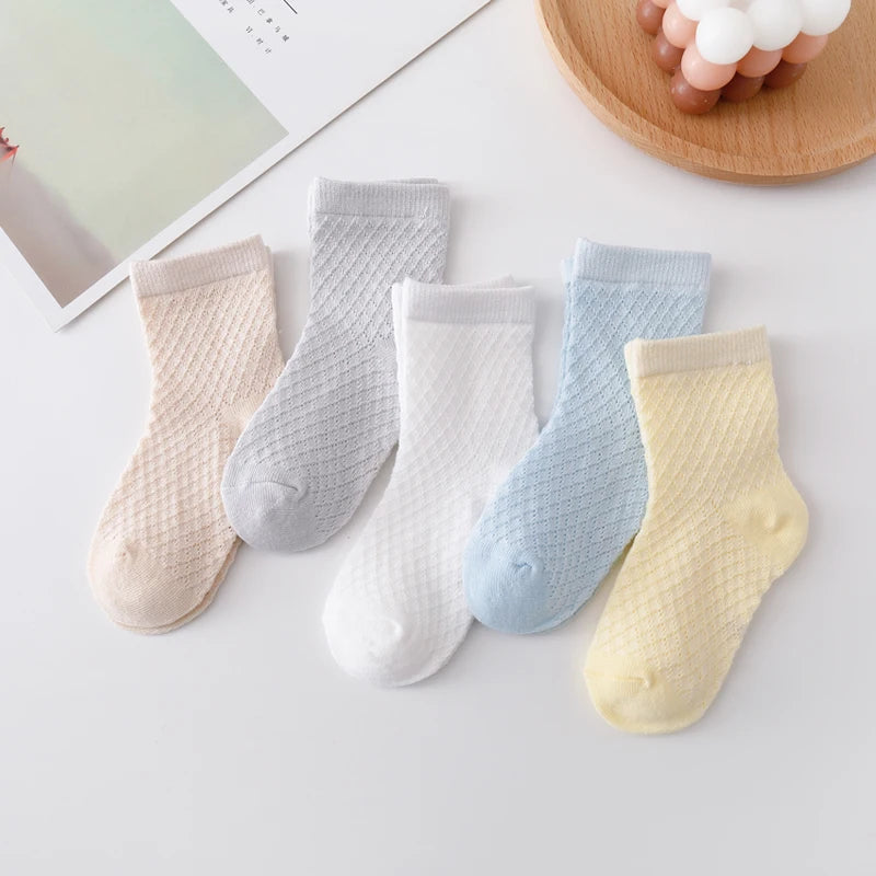 Boys & Girls Summer Cotton Mesh Socks (5 Pairs)