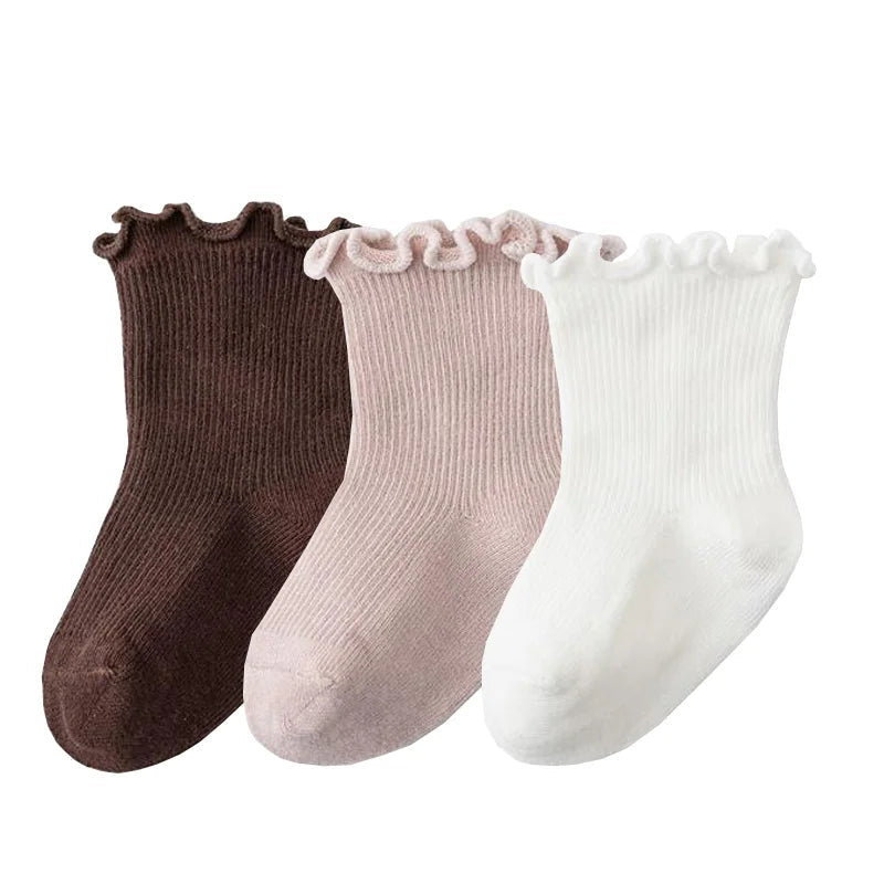 Baby's Muted Color Cotton Socks (3 Pairs)