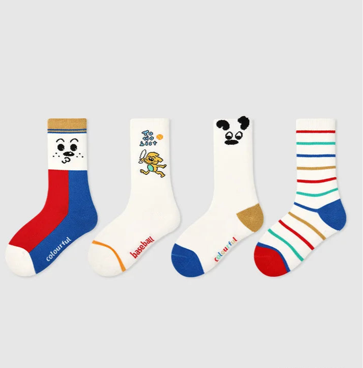 Kids Active Sporty Cotton Crew Socks (4 Pairs)