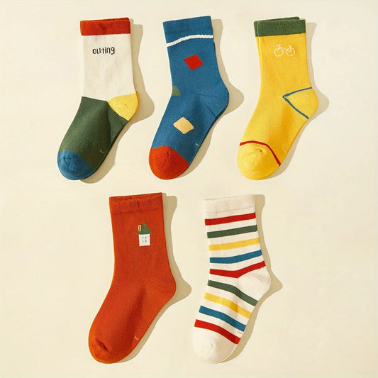 Baby & Kids Vibrant Cotton Crew Socks (5 Pairs)