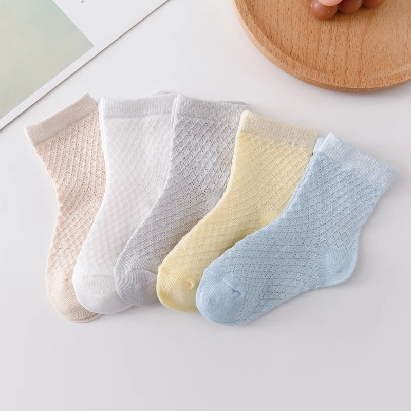 Boys & Girls Summer Cotton Mesh Socks (5 Pairs)