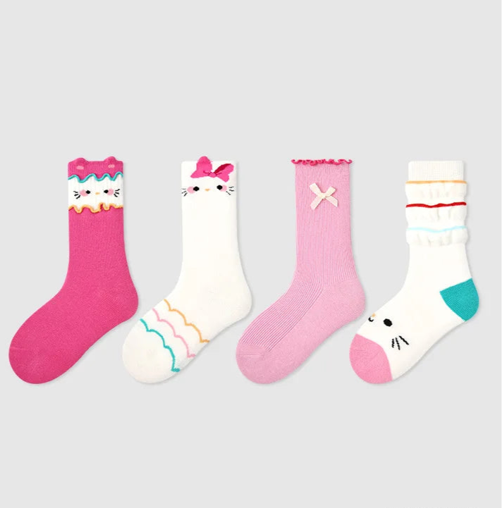 Kids Active Sporty Cotton Crew Socks (4 Pairs)