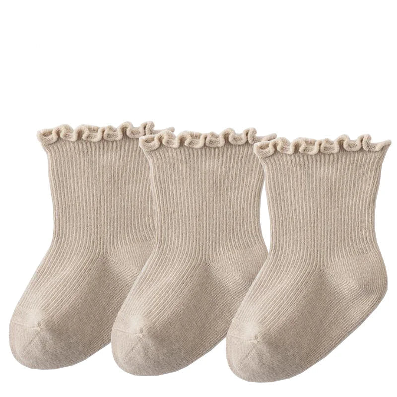 Baby's Muted Color Cotton Socks (3 Pairs)