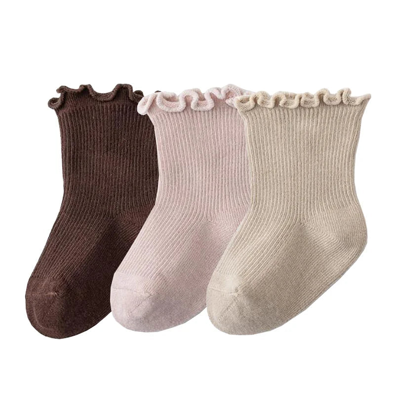 Baby's Muted Color Cotton Socks (3 Pairs)