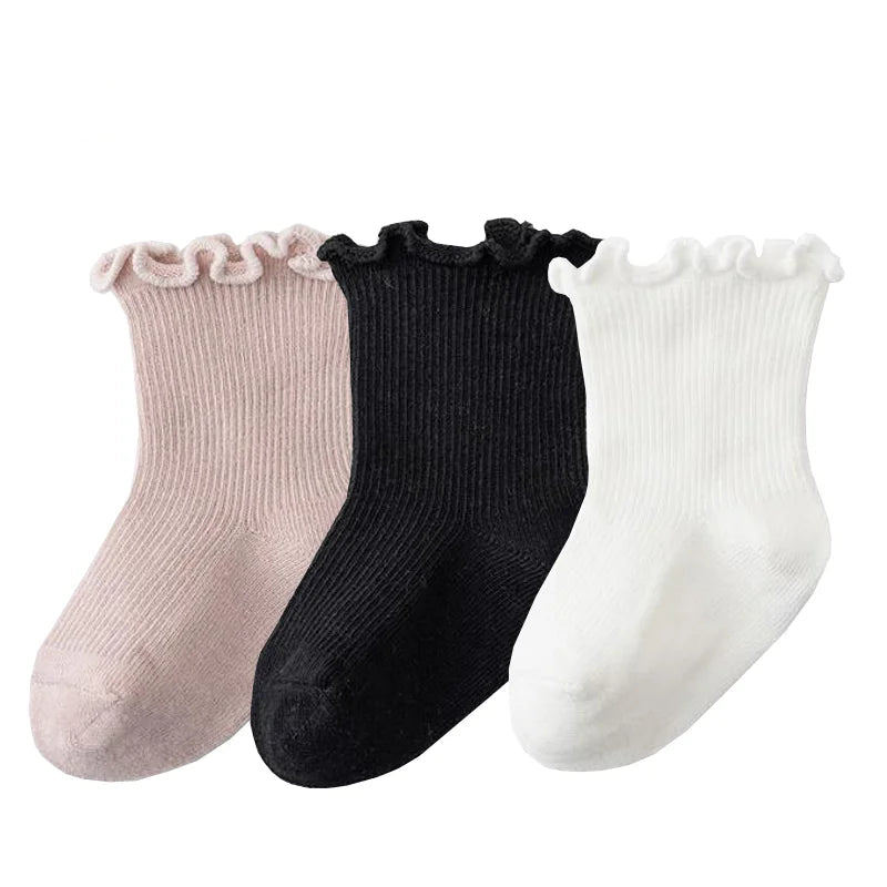 Baby's Muted Color Cotton Socks (3 Pairs)