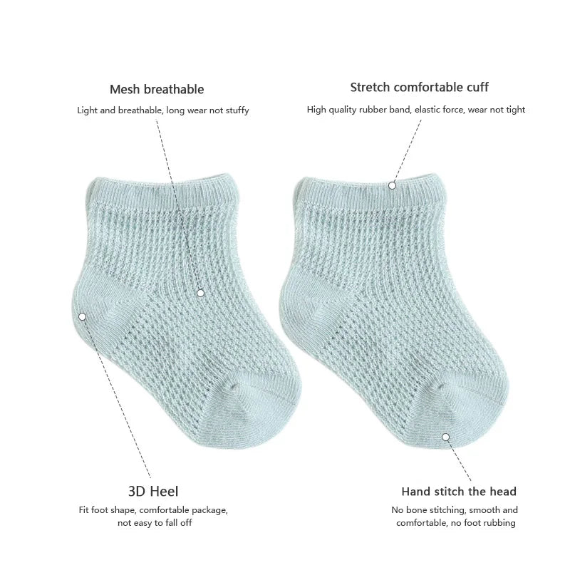 Baby Summer Mesh Cotton Socks (4 Pairs)