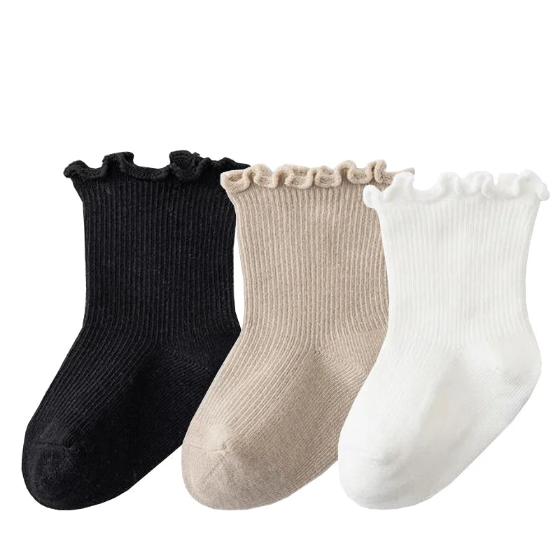 Baby's Muted Color Cotton Socks (3 Pairs)