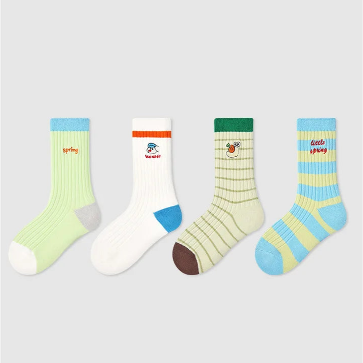 Kids Active Sporty Cotton Crew Socks (4 Pairs)