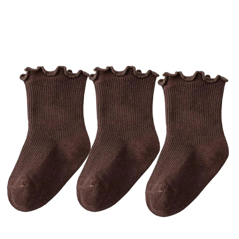 Baby's Muted Color Cotton Socks (3 Pairs)