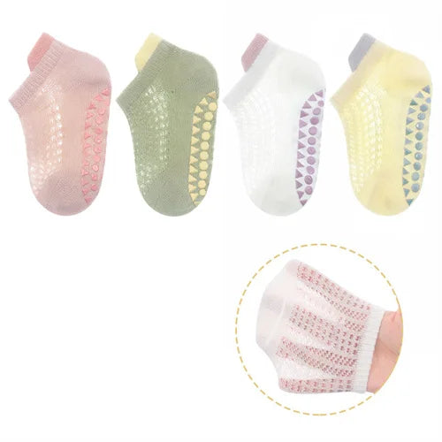 Baby Summer Mesh Cotton Grip Socks (4 Pairs)