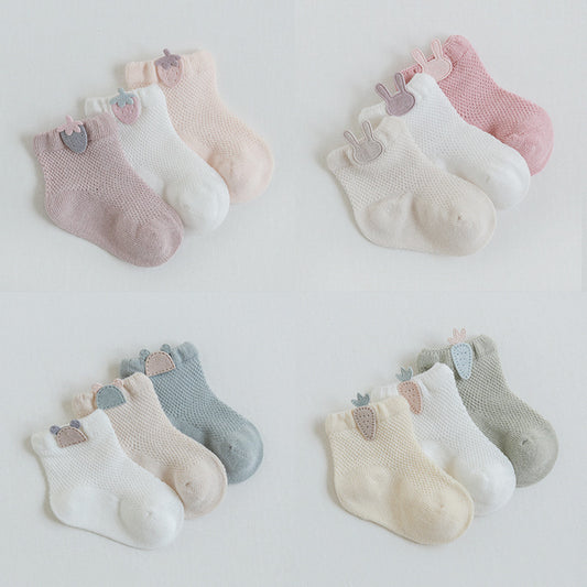 Mesh Newborn Baby Summer Socks (3 Pairs)