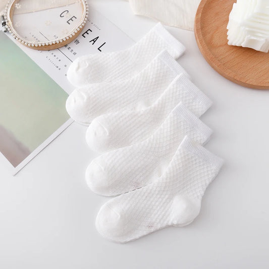 Boys & Girls Summer Cotton Mesh Socks (5 Pairs)