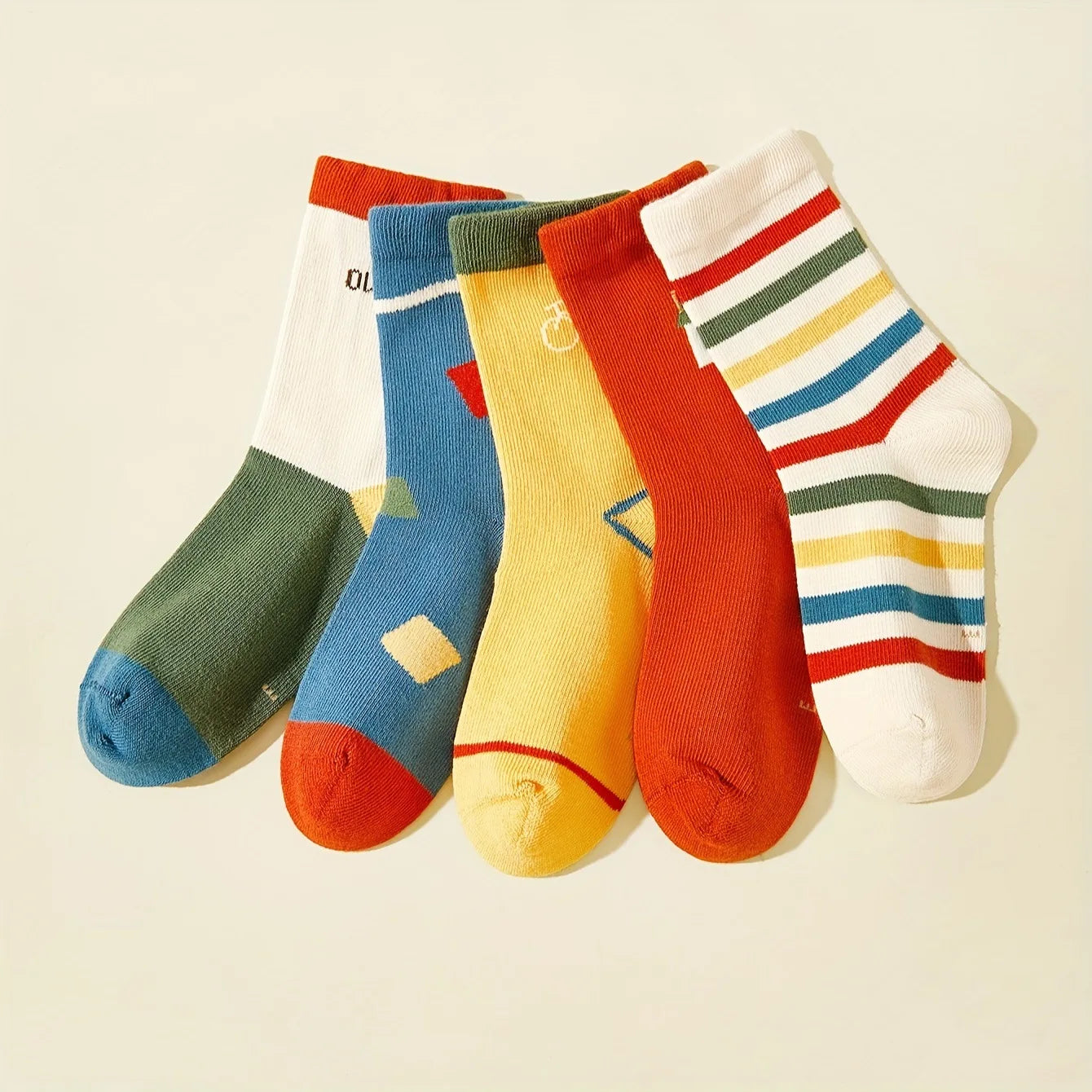 Baby & Kids Vibrant Cotton Crew Socks (5 Pairs)
