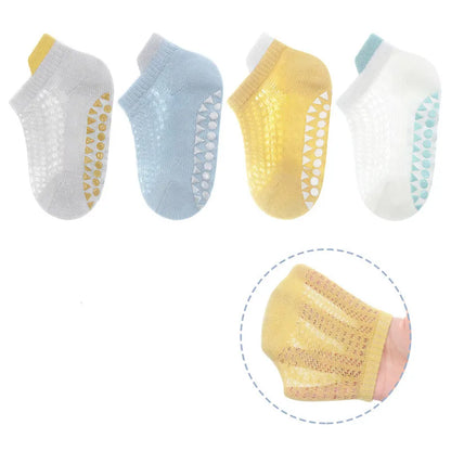 Baby Summer Mesh Cotton Grip Socks (4 Pairs)