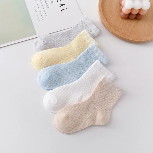 Boys & Girls Summer Cotton Mesh Socks (5 Pairs)